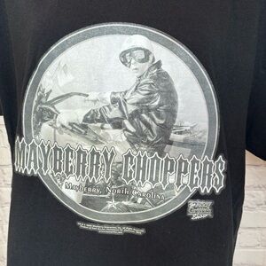 Mayberry Choppers Barney Fife Black T-Shirt with Motorcycle Size XL